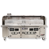 Chariot de restauration avec barbecue au charbon de bois en acier inoxydable, grill sans fumée avec système d'évacuation professionnel