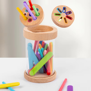 Wholesale 2 in 1 Color Sorting Game Multicolored Sticks <b>Toys</b> Classification Cup Transparent Acrylic Body With Lids - Product Image 1