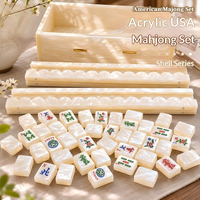 Jeu de Mahjong américain haut de gamme en acrylique semi-transparent avec supports de tuiles pour jeu de loisirs sur table en intérieur
