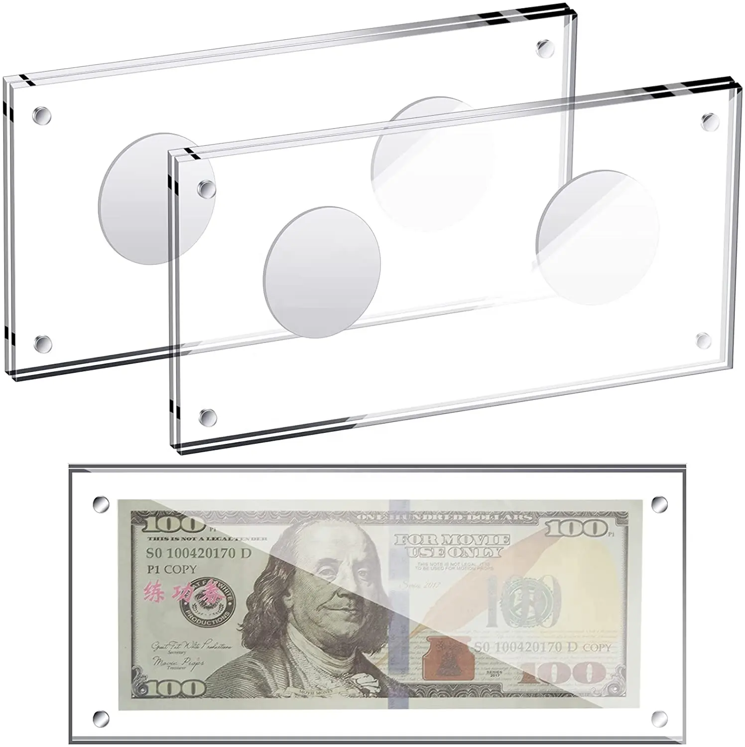 H086 Acryl Display, Acryl Display Dollar Bill Houder Valuta Papier Geld Display Case Geld Frame Voor Bill Protector