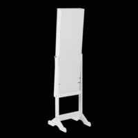 Miroir à angle plat pour armoire à bijoux, en bois MDF, miroir pleine longueur avec boîte de rangement, blanc noir, avec éclairage LED
