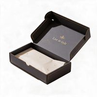 Boîte d'emballage cosmétique personnalisée recyclable en carton ondulé avec logo en feuille d'or gaufrée, emballage de luxe en boîte noire