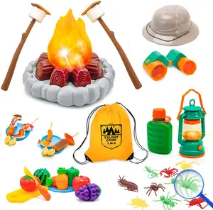 儿童探险家套装儿童野营玩具假装玩玩具篝火/玩食物/油灯