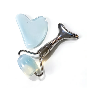 Petits produits de massage, pierre précieuse opale, rouleau de jade gua sha, ensemble d'accessoires de soin de la peau - Product Image 1