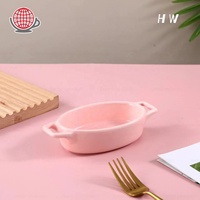 Plat de cuisson de service direct d'usine bol de cuisson en céramique émaillée plats de ramequin personnalisés bol avec double poignées