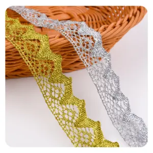 Gold Lace Trim Vintage Crochet Lace Ribbon Craft Gold Lace For Sewing Gift Package Wrapping