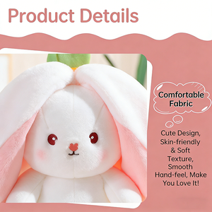 Peluche réversible 8 pouces fraise, carotte et lapin, coussin doux, cadeau pour enfants - Product Image 2