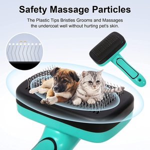 Ensemble de brosses et peignes de toilettage pour petits animaux en acier inoxydable - Outil démêlant autonettoyant pour enlever les poils - Coloré - Moyen - TY-20241028-60 - Product Image 2