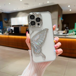 Glitter Quicksand Butterfly Gradient Case para <span class=keywords><strong>iPhone</strong></span> 16 15 14 13 <span class=keywords><strong>Pro</strong></span> <span class=keywords><strong>Max</strong></span> 16 Bling Plating Camera Protector Soft Funda a prueba de golpes - Product Image 1