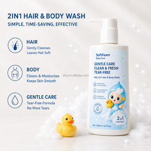 SILU 500ml Jabón Líquido para Cabello y Cuerpo de Bebé, Fórmula Suave Sin Lágrimas, Champú y Jabón Líquido para Niños, Set de Cuidado Capilar de Marca Privada OEM - Product Image 1