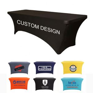 Custom Print Stretch Fitted Table Cover Tight Spandex 8ft 6ft <b>Rectangle</b> Table Cloths with Logo for Business Advertising Events - Product Image 1