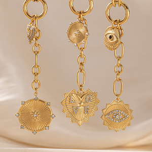 Conjunto de Collares de Verano con Baño de Oro de 18k, Circonita, Corazón, Estrella del Norte, Cadena O, Borla, Collar con Colgante de Acero Inoxidable - Product Image 2