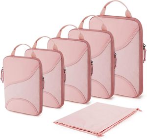 Cubes de compression pour bagages - Ensemble de 6 cubes de rangement pour valises, organiseurs de valises compressibles avec sac à chaussures - Product Image 1