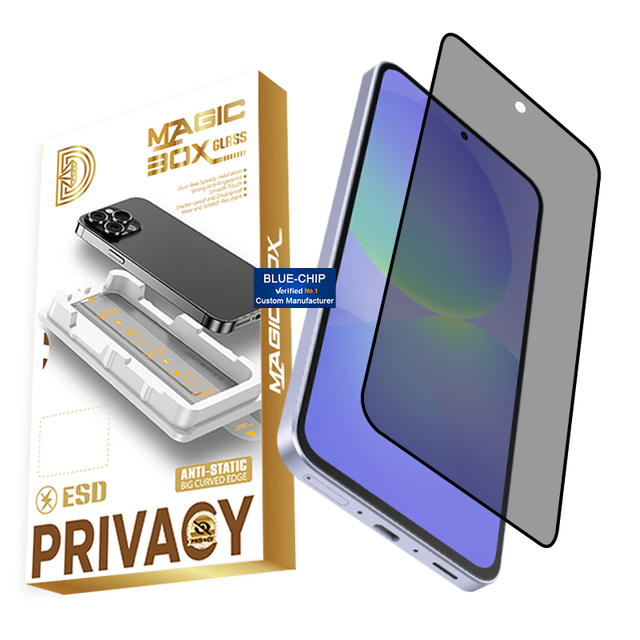 OEM Bulk Anti-spy Privacy Tempered Glass Screen Protector Magic Box Easy Installation Applicator for Samsung A56 A36 A26 A16 A06