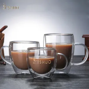 Supplier Restoran 150Ml Doubl Dinding Cappuccino Cangkir Kopi dan Mug dengan Logo Percetakan