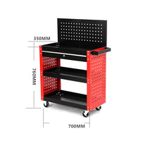 Armoire à outils multifonctionnelle en acier robuste à trois niveaux avec tiroirs pour pièces détachées, chariot à outils pour atelier de réparation automobile