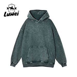 Sudadera con capucha de algodón pesado de lujo para hombre, sudaderas con capucha de calidad, estampado de hojaldre, patrón sólido, otoño, con capucha, forrado, tejido lavado - Product Image 1