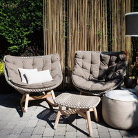 Ins style créatif nordique paresseux canapé chaise terrasse balcon loisirs chaise longue rotin tissé mobilier d'extérieur