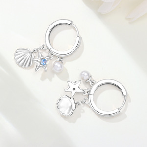 ต่างหู/ห่วงรูปปลาดาวเปลือกหอยมุกสีขาวทองแดง มีสินค้าในสต็อก ต่างหูดีไซน์เฉพาะระดับไฮเอนด์ ขายส่งสำหรับผู้หญิง - Product Image 2