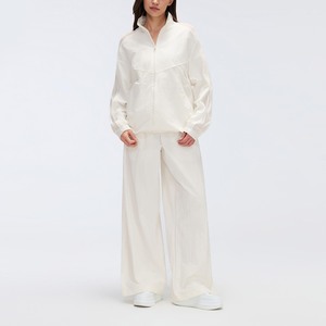Ensemble de yoga YIYI 2 pièces à col montant et fermeture éclair intégrale <span class=keywords><strong>pour</strong></span> <span class=keywords><strong>femme</strong></span>, survêtement oversize à séchage rapide, pantalon large à taille élastique, tenue de sport <span class=keywords><strong>pour</strong></span> <span class=keywords><strong>femme</strong></span> - Product Image 3