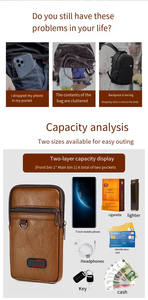 Riñonera retro de cuero PU Riñoneras de suspensión de cuero vintage Riñoneras de cuero para teléfono móvil al por mayor - Product Image 3