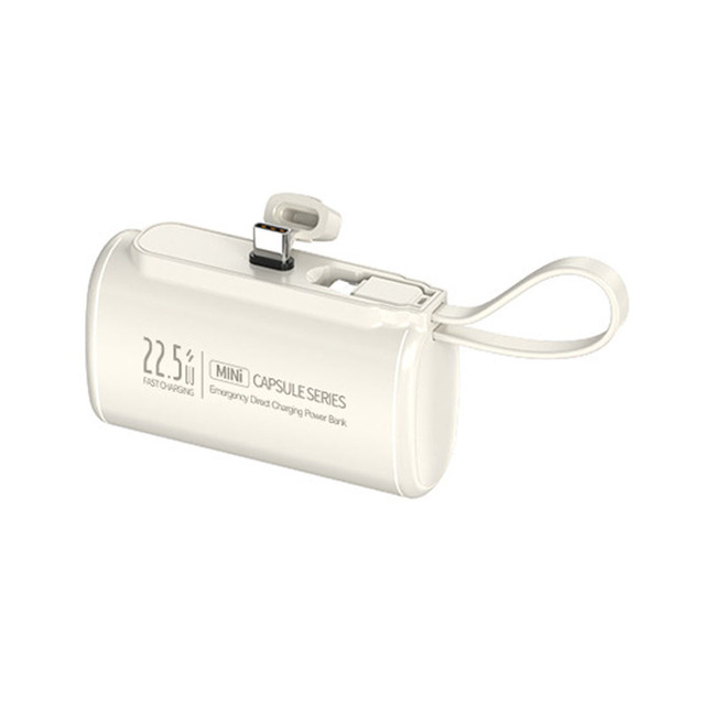 10000mAh Capsule Shape Power Bank, 22.5W Fast Charging Built-in Plug with Stand Lanyard Pocket Size Portable External Battery