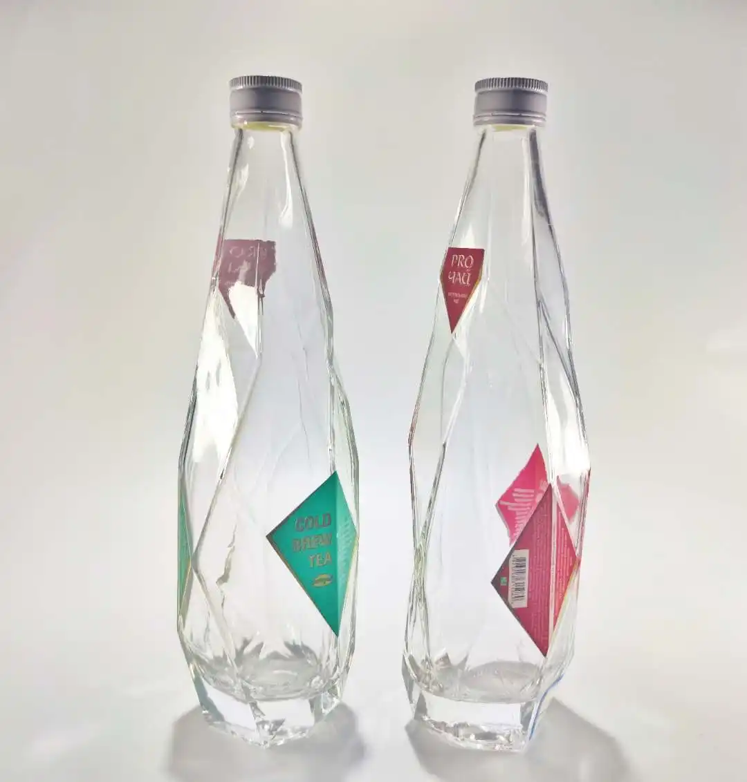 Botella de cristal para bebidas, 500ml, personalizada, con logotipo de marca impreso
