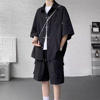 Ensemble de t-shirts pour hommes tendance été, couleur unie, coupe ample, t-shirt et short respirants à séchage rapide, ensemble deux pièces pour hommes