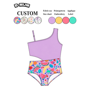 <span class=keywords><strong>Maillot</strong></span> <span class=keywords><strong>de</strong></span> <span class=keywords><strong>bain</strong></span> une pièce asymétrique violet d'été pour filles, avec découpes à la taille, imprimé fruits mélangés, pour la plage (3-10 ans) - Product Image 1
