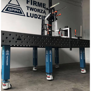 SteelMax GPPH wheeled <b>welding</b> <b>bench</b> in reinforced steel 2.4x1.2mt with 28mm holes - Product Image 5