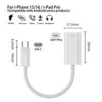 Adaptateur USB Type C vers Lightning pour écouteurs, câble court compatible avec les écouteurs Apple iPhone 16, câble audio