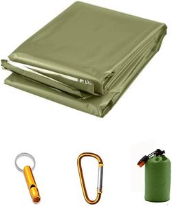 Couvertures d'urgence, lot de 4, extra grandes, en feuille de Mylar thermique, couleur verte spatial, pour la randonnée, les activités de plein air, la survie et les premiers secours - Product Image 2