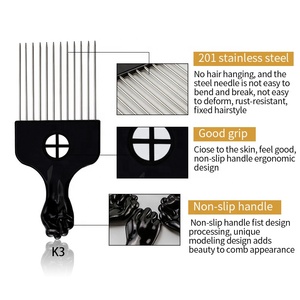 Set di pettini in metallo Afro nero con Logo personalizzato freelany parrucca per capelli parrucca treccia per capelli pettine pugno pettine per capelli in metallo - Product Image 2