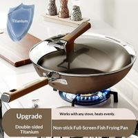 Wajan Goreng Titanium Dua Sisi Cooker King, Lapisan Titanium Anti Lengket, Cocok untuk Kompor Gas dan Kompor Induksi