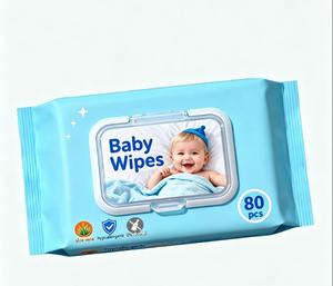 Vente en gros de lingettes pour bébés 100% biodégradables, non <span class=keywords><strong>parfum</strong></span>ées, écologiques, 80 pièces, OEM, échantillons gratuits, Toallitas Humedas <span class=keywords><strong>Bebe</strong></span> - Product Image 1
