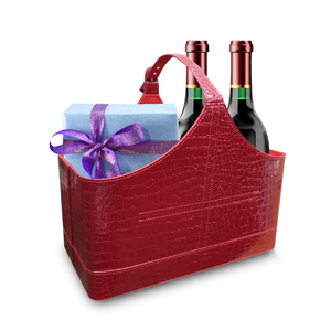 Factory Wholesale Crocodile Red Storage Basket Christmas Wine Gift Basket