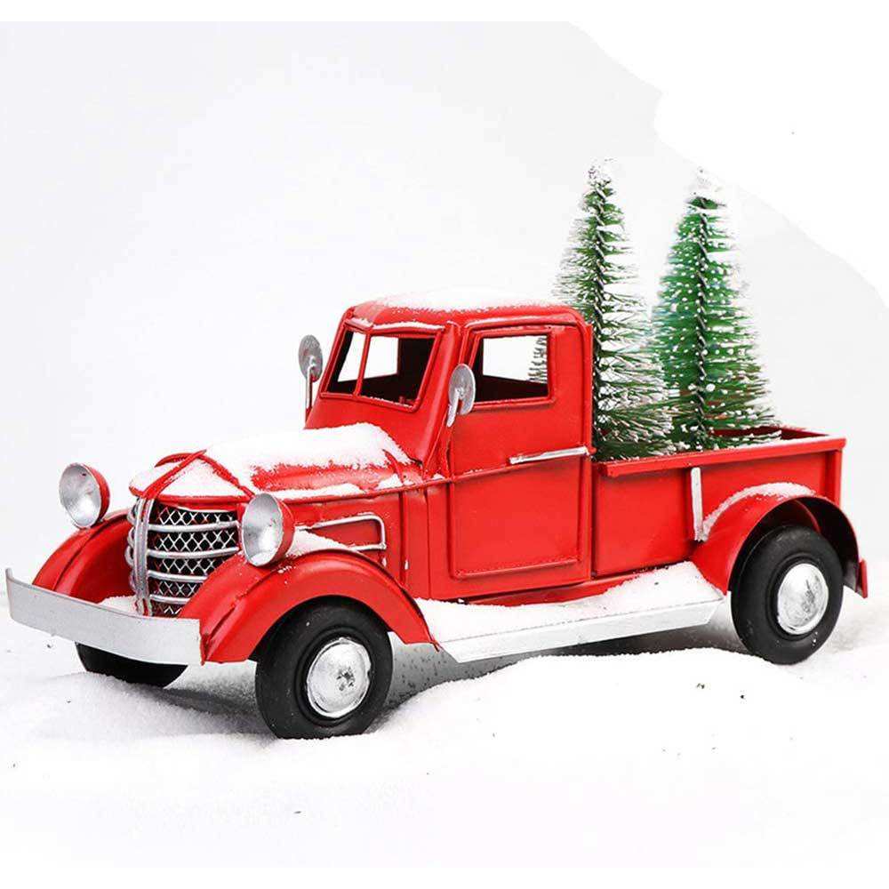 Plaque Metal Joyeux Noël Noël Camion Rouge Sapin De Noël Métal Mur Affiche Décorative Rétro Art Décoration Unique Wall Sticker Pour Bar Salon Chambre S