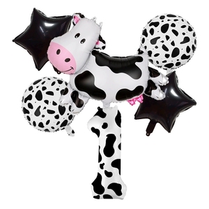 Set di 6 Palloncini in Foil MIQI a Forma di Mucca, Versione Lucida con Pentagramma, <span class=keywords><strong>40</strong></span> Pollici, Numeri 0-9 per Feste di Compleanno e Celebrazioni per Bambini - Product Image 3