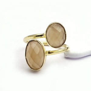 Natural golden rutile gemstone ring hand designer front adjustable double oval cut gemstone ring faceted cut ring <b>for</b> <b>sister</b> - Product Image 6