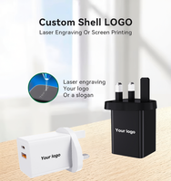Chargeur GaN 45W PD3.1 avec ports USB-A + Type-C double ports, ignifuge, prise UK, certifié CE pour ordinateur portable et téléphone portable, chargeur iPhone