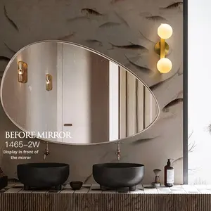 Lámpara de Pared <span class=keywords><strong>LED</strong></span> Moderna Simple Magic Bean, Totalmente de Cobre, Dorada, con Control de Botones, para Sala de Estar, Dormitorio, Baño, <span class=keywords><strong>Espejo</strong></span> Frontal - Product Image 4