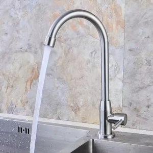 <span class=keywords><strong>Robinet</strong></span> de cuisine monocommande contemporain avec bec pivotant à 360 degrés en acier inoxydable, mitigeur <span class=keywords><strong>eau</strong></span> froide simple - Product Image 1