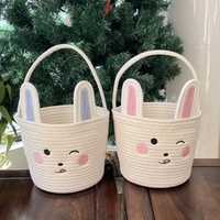 Panier-cadeau de Pâques rond Linyi, directement de l'usine, avec design transfrontalier, sac fourre-tout en corde de coton et sac à bonbons en forme d'œuf, modèle X-90