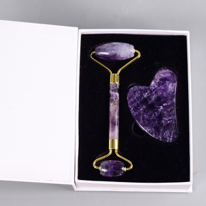 Meilleur <span class=keywords><strong>prix</strong></span> 100% Quartz <span class=keywords><strong>naturel</strong></span> Rose Jade rouleau Gua Sha âge défiant visage rouleau pour Massage du visage outil <span class=keywords><strong>de</strong></span> beauté portable - Product Image 1