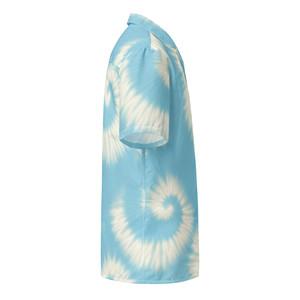 Chemise boutonnée unisexe bleu ciel pastel effet tie-dye - Product Image 2
