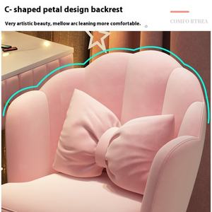 Modern Simple Girl's Bedroom Makeup Stool With Light Luxury Flower Petal Chair Design Red Nail Chair and Dressing Table MK - Product Image 3