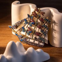 Broche de luxe médiévale en strass, motif libellule, design lourd, bijoux pour femmes, accessoires vestimentaires, épingles, cadeaux