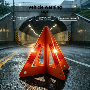 Señal de Advertencia Triangular Plegable Roja Portátil para Emergencias en Carretera, Reflectante, de Seguridad - Product Image 2