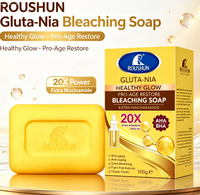 Savon éclaircissant ROUSHUN GLUTA-NIA, extra niacinamide, AHA BHA, anti-âge, éclaircissant, éliminateur de taches brunes, savon nettoyant pour le visage et le corps