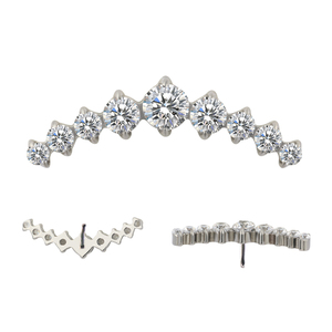 Moda G23 titanio hilo interno 9 puntas conjunto CZ piedra Superior pendiente labio anillos Piercing joyería - Product Image 3